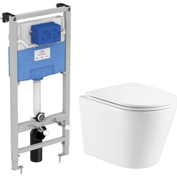 Инсталляция с подвесным унитазом комплект: Ideal Standard Prosys Frame 120 M R020467 с подвесным безободковым унитазом Azario Teramo AZ-0053-UQ сиденье микролифт, крепление (Система смыва торнадо) - фото 2