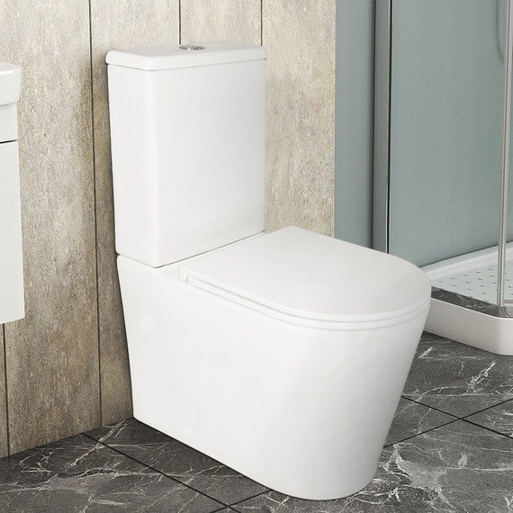 Унитаз-компакт безободковый Azario Conto AZ-T005BR с тонкой крышкой микролифт (Система смыва торнадо), Цвет производителя: белый - фото 18