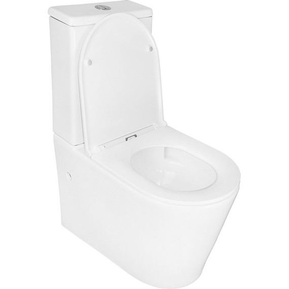 Унитаз-компакт безободковый Azario Conto AZ-T005BR с тонкой крышкой микролифт (Система смыва торнадо), Цвет производителя: белый - фото 3