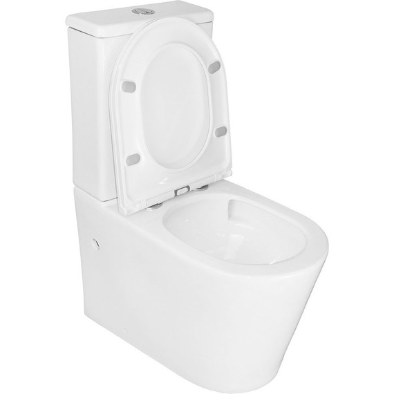 Унитаз-компакт безободковый Azario Conto AZ-T005BR с тонкой крышкой микролифт (Система смыва торнадо), Цвет производителя: белый - фото 4