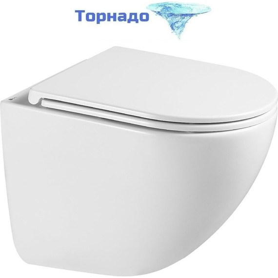 Унитаз подвесной безободковый Lemark Glazer 9614003 с крышкой микролифт (Система смыва торнадо) - фото 