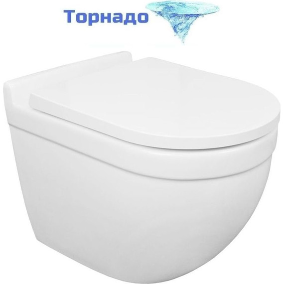 Унитаз подвесной безободковый Azario Fora AZ-0017-UQ1 с крышкой микролифт (Система смыва торнадо) - фото 