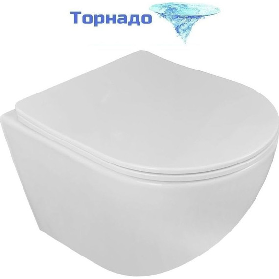 Унитаз подвесной безободковый Loranto Ester 87265 с крышкой микролифт (Система смыва торнадо) - фото 