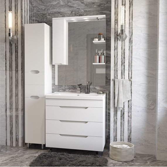 Тумба напольная с раковиной Mirsant Soho quadro 70 см (раковина Deep 70) белый - фото 5