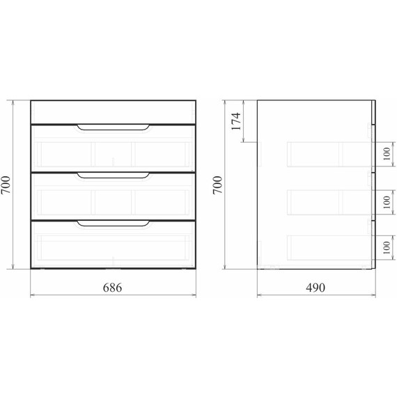 Тумба напольная с раковиной Mirsant Soho quadro 70 см (раковина Deep 70) белый - фото 6
