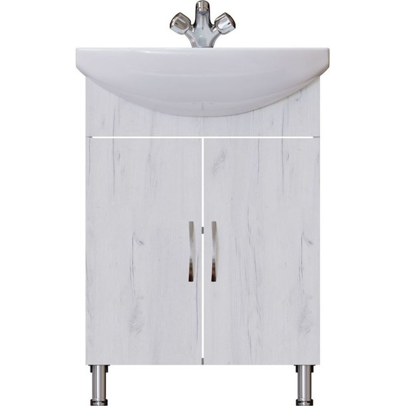Тумба напольная с раковиной Mirsant Grace 60 см с раковиной Балтика 60, дуб белый (тумба идёт в разобранном виде) - фото 3