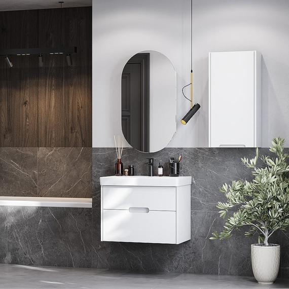 Тумба подвесная с раковиной Акватон Оливия 70 см 1A254301OL010, белый матовый - фото 7