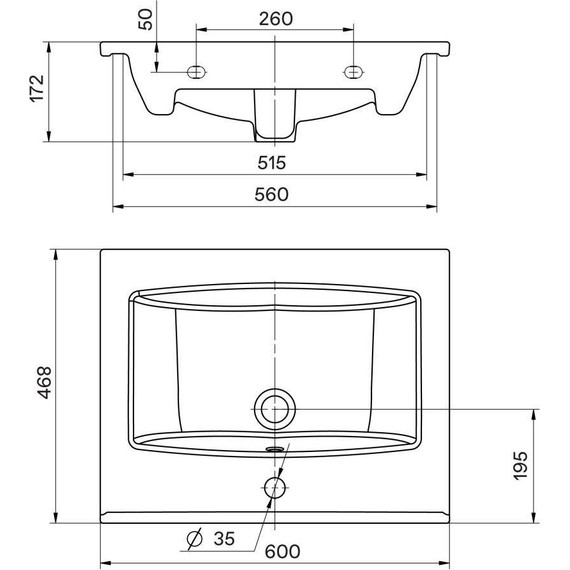 Тумба подвесная с раковиной Акватон Сохо 60 см 1A258001AJ010, белый глянцевый - фото 11