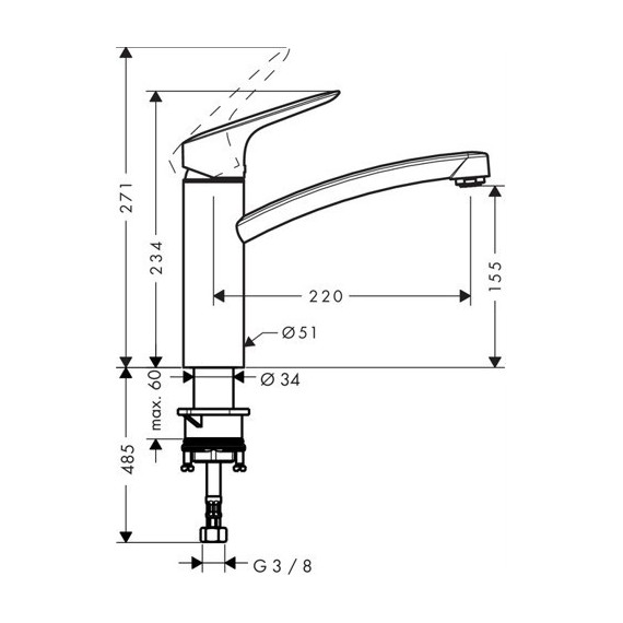 Смеситель для кухни Hansgrohe LOGIS160 71832000 - фото 5