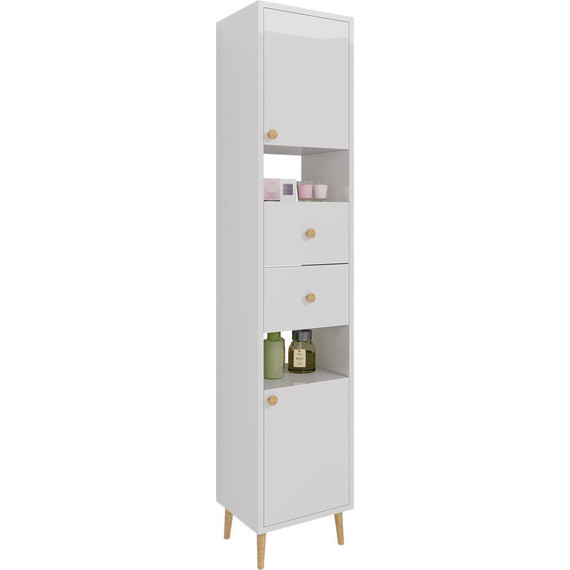Пенал напольный Dreja Luno 35 см 99.2004, белый глянцевый - фото 