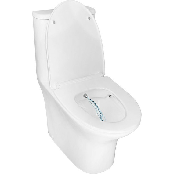 Унитаз-моноблок безободковый с функцией биде Azario Sente AZ-8614B с тонкой крышкой микролифт - фото 2