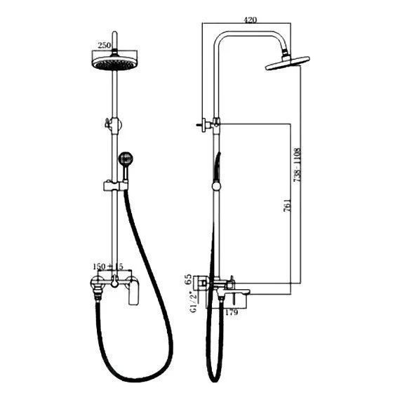 Душевой комплект Haiba: Душевая стойка HB24505-3 + смеситель для раковины HB10505-3, цвет графит - фото 5