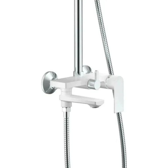 Душевой комплект Haiba: Душевая стойка HB24505-8 + смеситель для раковины высокий HB11505-8, цвет белый/хром - фото 5
