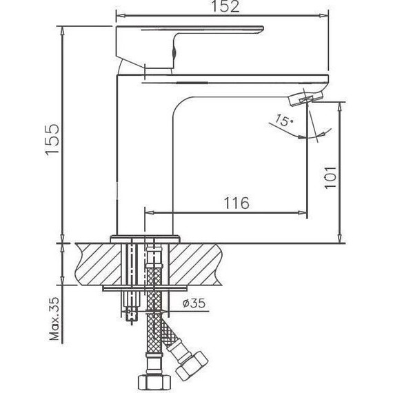 Душевой комплект Haiba: Душевая стойка HB24505 + смеситель для раковины HB10505, цвет хром - фото 4