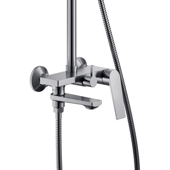 Душевой комплект Haiba: Душевая стойка HB24533-3 + смеситель для раковины HB10533-3, цвет графит - фото 5