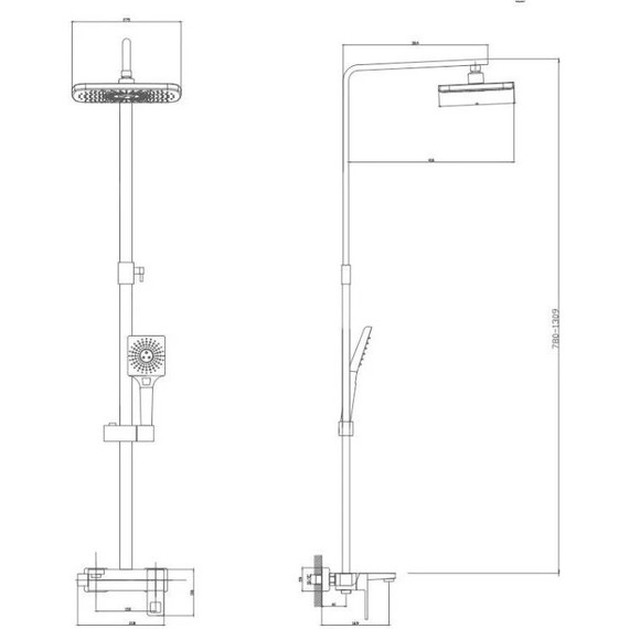 Душевой комплект Haiba: Душевая стойка HB24615 + смеситель для раковины HB10615, цвет хром - фото 7