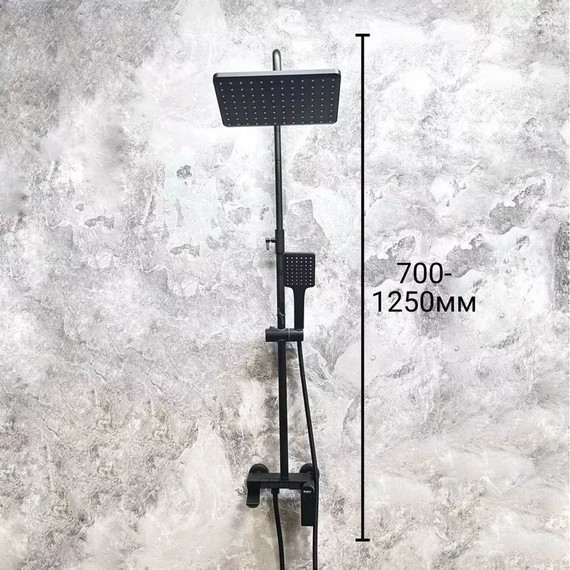 Душевой комплект Haiba: Душевая стойка HB24639-7 + смеситель для раковины HB10639-7, цвет чёрный матовый - фото 2