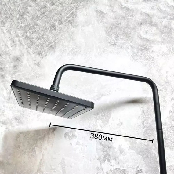 Душевой комплект Haiba: Душевая стойка HB24639-7 + смеситель для раковины HB10639-7, цвет чёрный матовый - фото 5