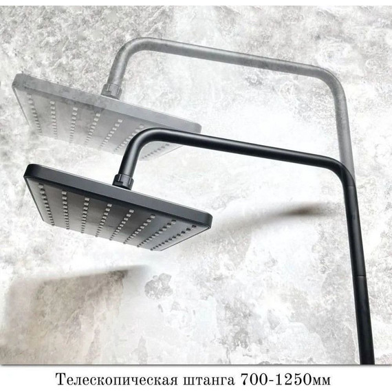 Душевой комплект Haiba: Душевая стойка HB24639-7 + смеситель для раковины HB10639-7, цвет чёрный матовый - фото 9