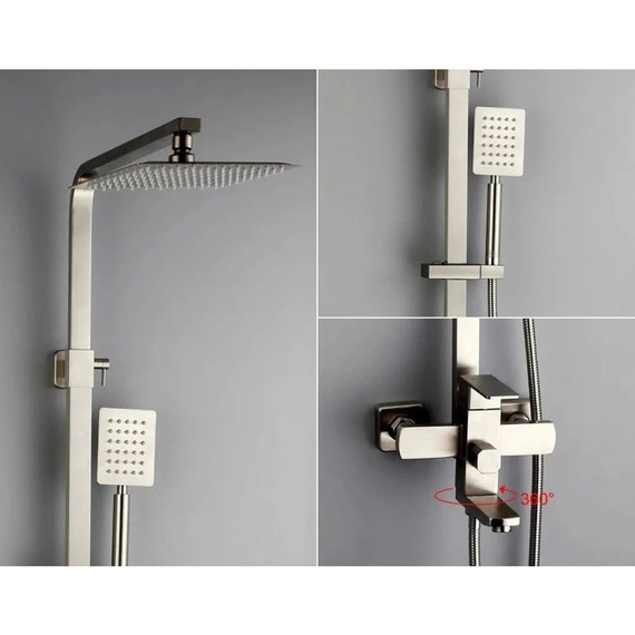 Душевой комплект Haiba: Душевая стойка HB24803 + смеситель для раковины HB10803, цвет нержавеющая сталь - фото 3