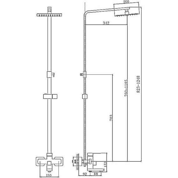 Душевой комплект Haiba: Душевая стойка HB24803 + смеситель для раковины HB10803, цвет нержавеющая сталь - фото 9