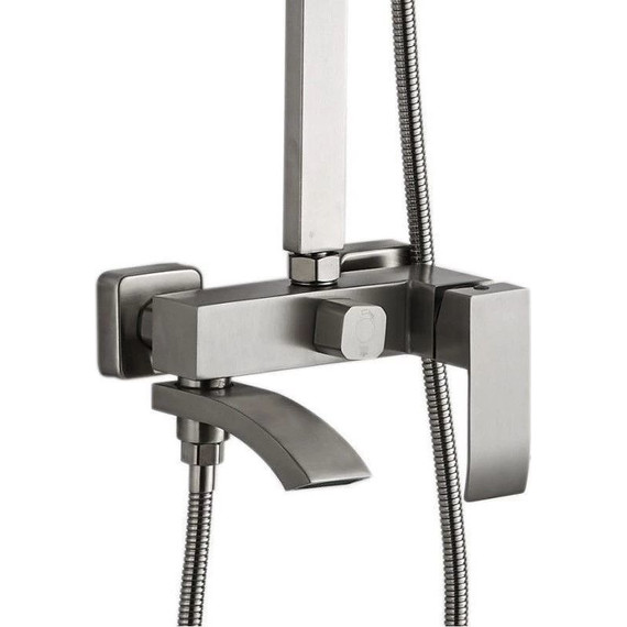 Душевой комплект Haiba: Душевая стойка HB24815 + смеситель для раковины HB10815, цвет сталь - фото 3