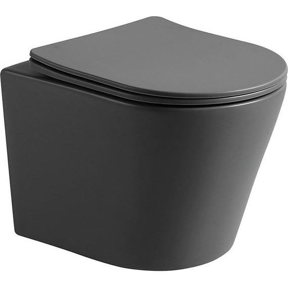 Унитаз подвесной безободковый Vincea Piatti VT1-11SMA с тонкой крышкой микролифт, антрацит матовый - фото 