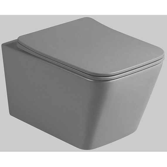 Унитаз подвесной безободковый Vincea Q-Line VT1-12MA с тонкой крышкой микролифт, антрацит матовый - фото 