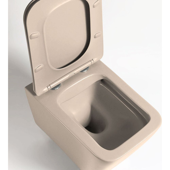 Унитаз подвесной безободковый Vincea Q-Line VT1-12MC с тонкой крышкой микролифт, капучино матовый, Цвет производителя: бежевый - фото 4