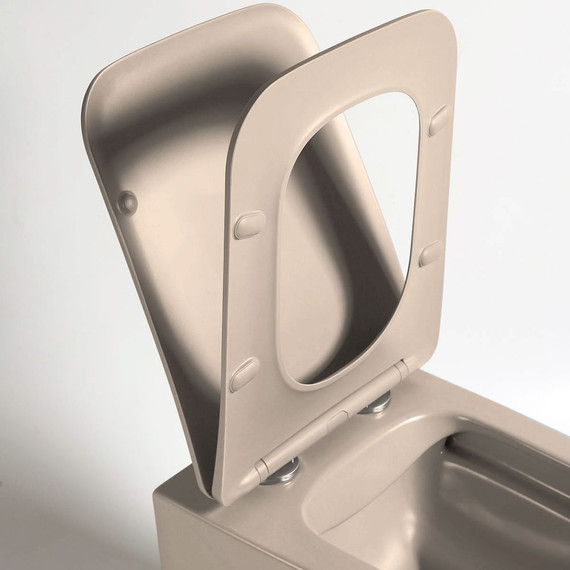 Унитаз подвесной безободковый Vincea Q-Line VT1-12MC с тонкой крышкой микролифт, капучино матовый, Цвет производителя: бежевый - фото 5