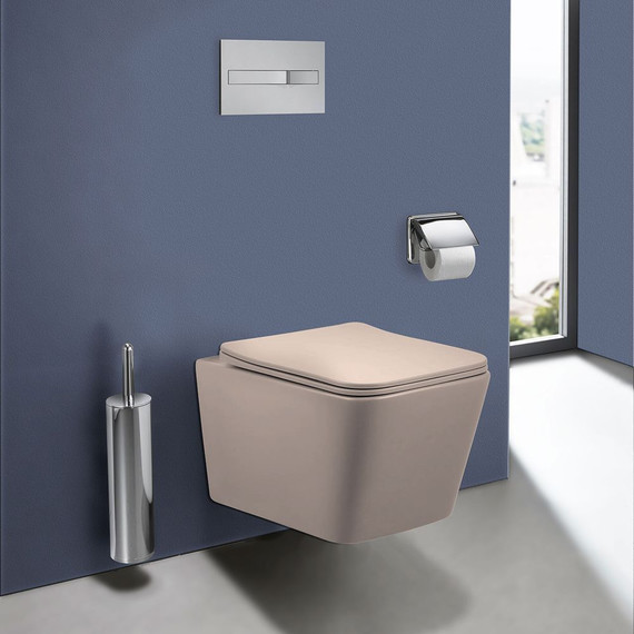 Унитаз подвесной безободковый Vincea Q-Line VT1-12MC с тонкой крышкой микролифт, капучино матовый, Цвет производителя: бежевый - фото 8