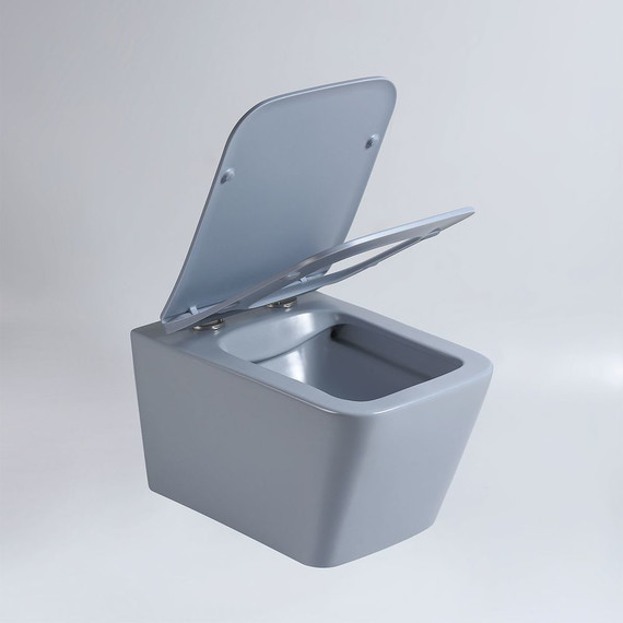 Унитаз подвесной безободковый Vincea Q-Line VT1-12MO с тонкой крышкой микролифт, океан матовый, Цвет производителя: синий - фото 2