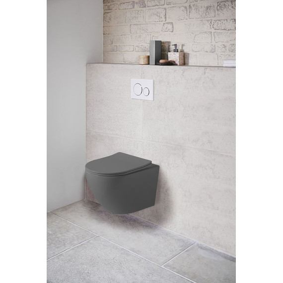 Унитаз подвесной безободковый Vincea Globo VT1-14SMA с тонкой крышкой микролифт, антрацит матовый - фото 9