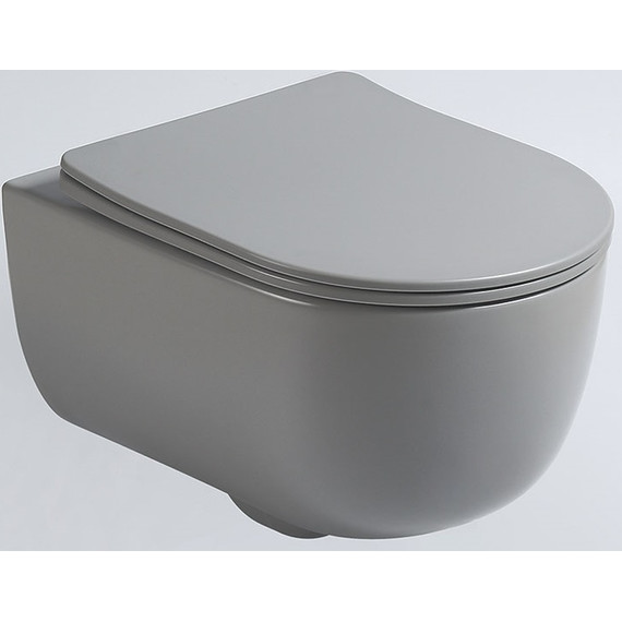 Унитаз подвесной безободковый Vincea Evo VT1-34SMG с тонкой крышкой микролифт, серый матовый, Цвет производителя: серый - фото 