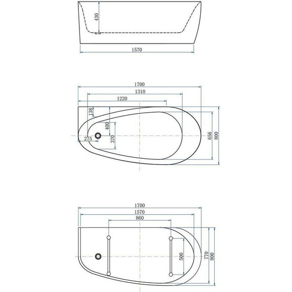 Ванна отдельностоящая Allen Brau Priority 170х80 см 2.31002.20 - фото 2
