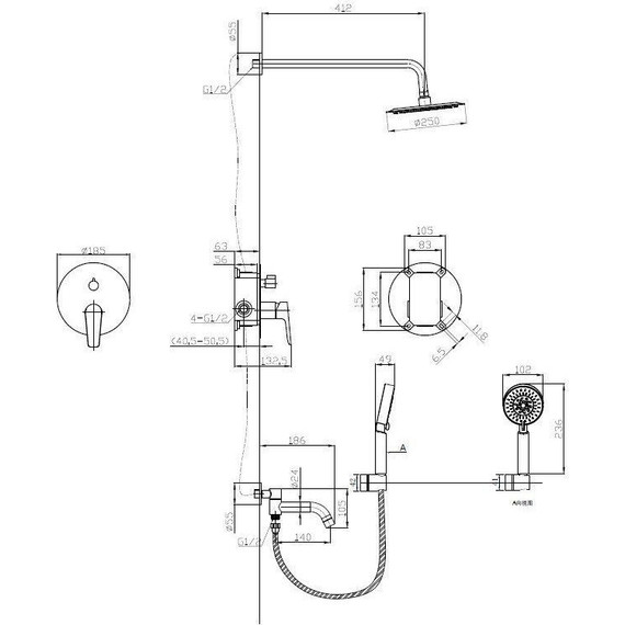 Душевая система для ванна BelBagno ANCONA-VDSET-CRM - фото 2