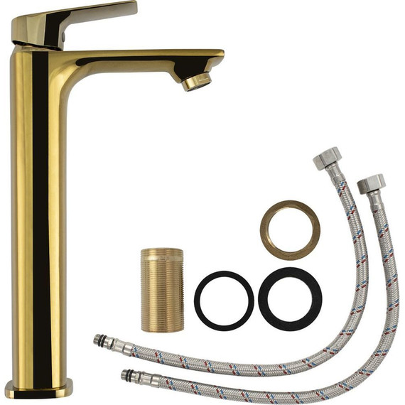 Смеситель для раковины высокий Magnus 8407, золото - фото 4