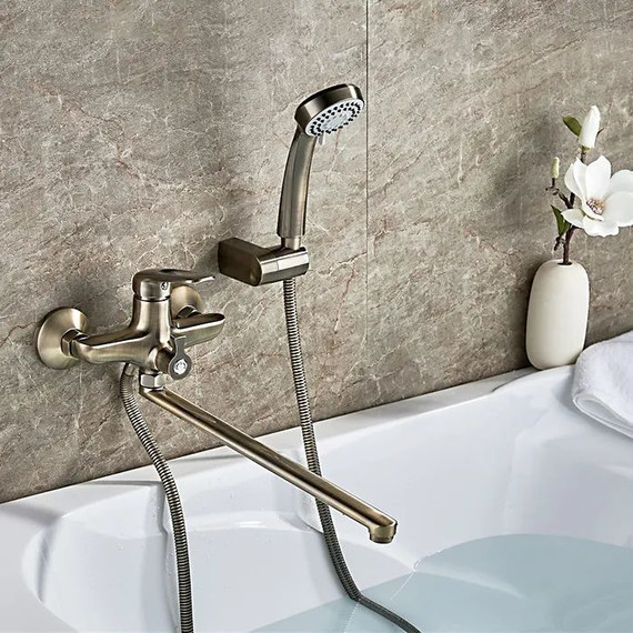 Смеситель для ванны Ledeme L2248C с душевым гарнитуром, бронза - фото 8