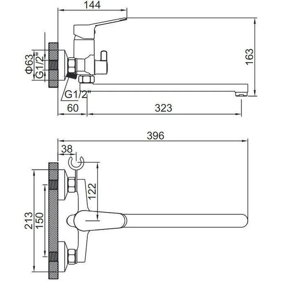 Смеситель для ванны Ledeme L2261 с душевым гарнитуром - фото 2