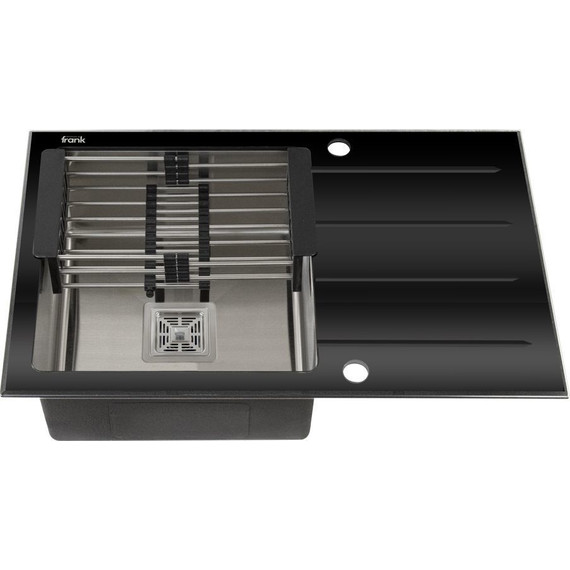 Кухонная мойка Frank Profi 9503 1 мм, чёрное стекло - фото 