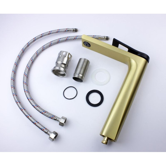 Смеситель для раковины высокий Bronze de Luxe Element EL21GB, матовое золото/черный - фото 3