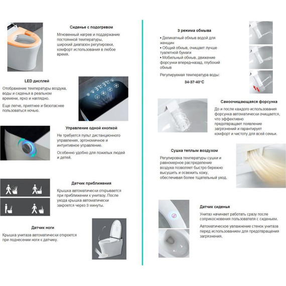 Электронный импульсный унитаз-биде Abber Bequem AC1119S с крышкой микролифт - фото 11
