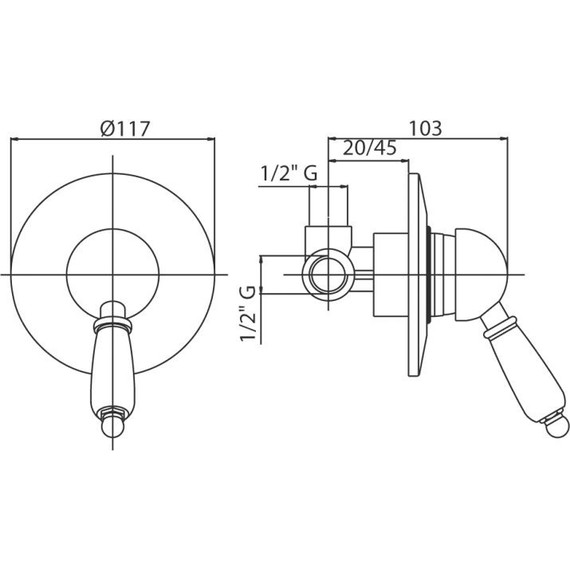 Смеситель для душа Cezares ELITE-DIM-02-Nc, бронза, Цвет производителя: бронза - фото 2