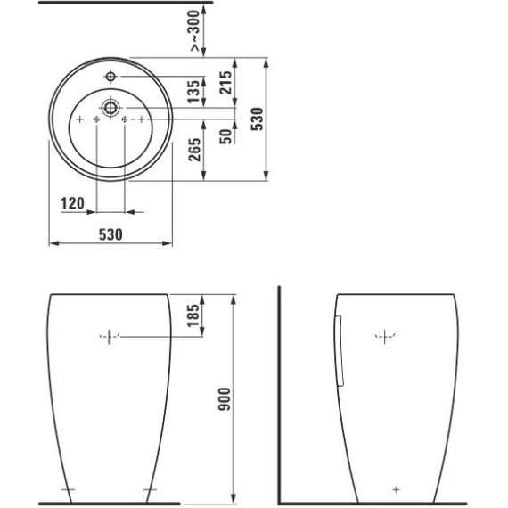 Раковина напольная LAUFEN ILBAGNOALESSI ONE 53 см 8.1197.2.400.104.1 - фото 4