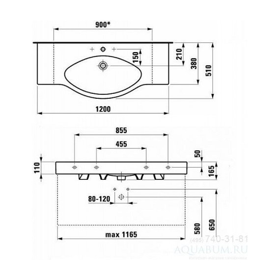 Раковина-столешница Laufen Palace 120 см 8.1170.4.000.104.1 - фото 4