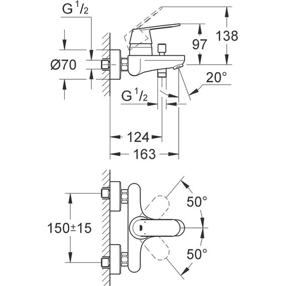 Набор смесителей 3 в 1 для ванны с коротким изливом Grohe Eurosmart Cosmopolitan 1000179 - фото 7