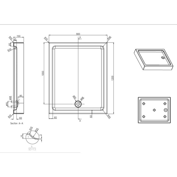 Акриловый поддон Azario 120х90 см P1912 - фото 2