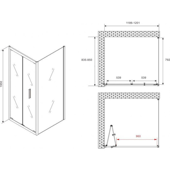 Душевое ограждение Abber Sonnenstrand 120х85 см AG07120B-S85B, чёрный/прозрачное - фото 5