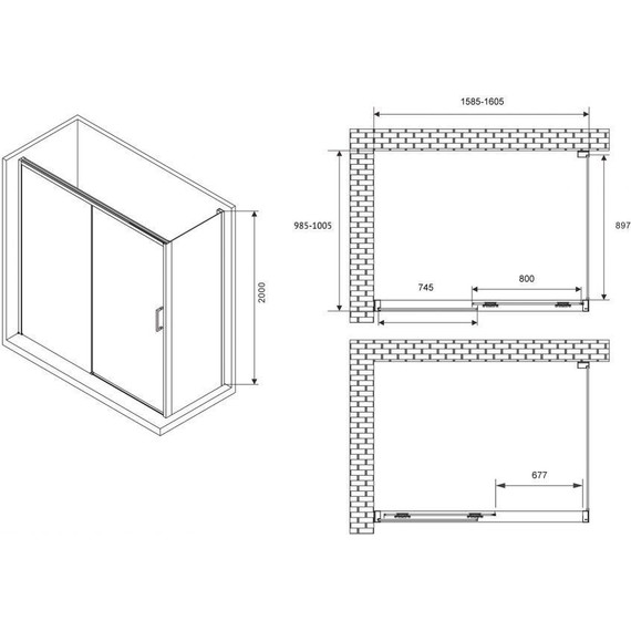 Душевое ограждение Abber Komfort 160х100 см AG93160-S102 (стекло 8 мм) хром/прозрачное - фото 3
