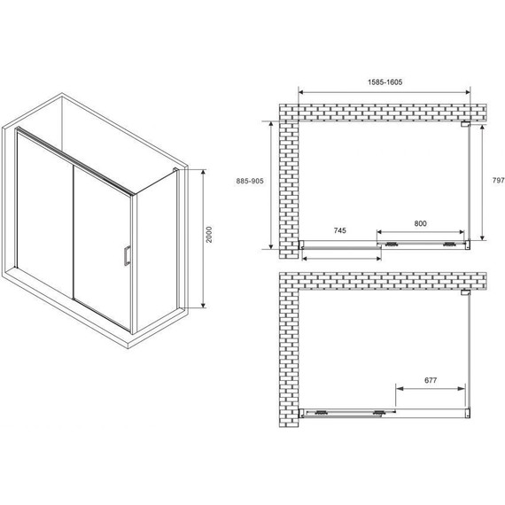 Душевое ограждение Abber Komfort 160х90 см AG93160-S92 (стекло 8 мм) хром/прозрачное - фото 3